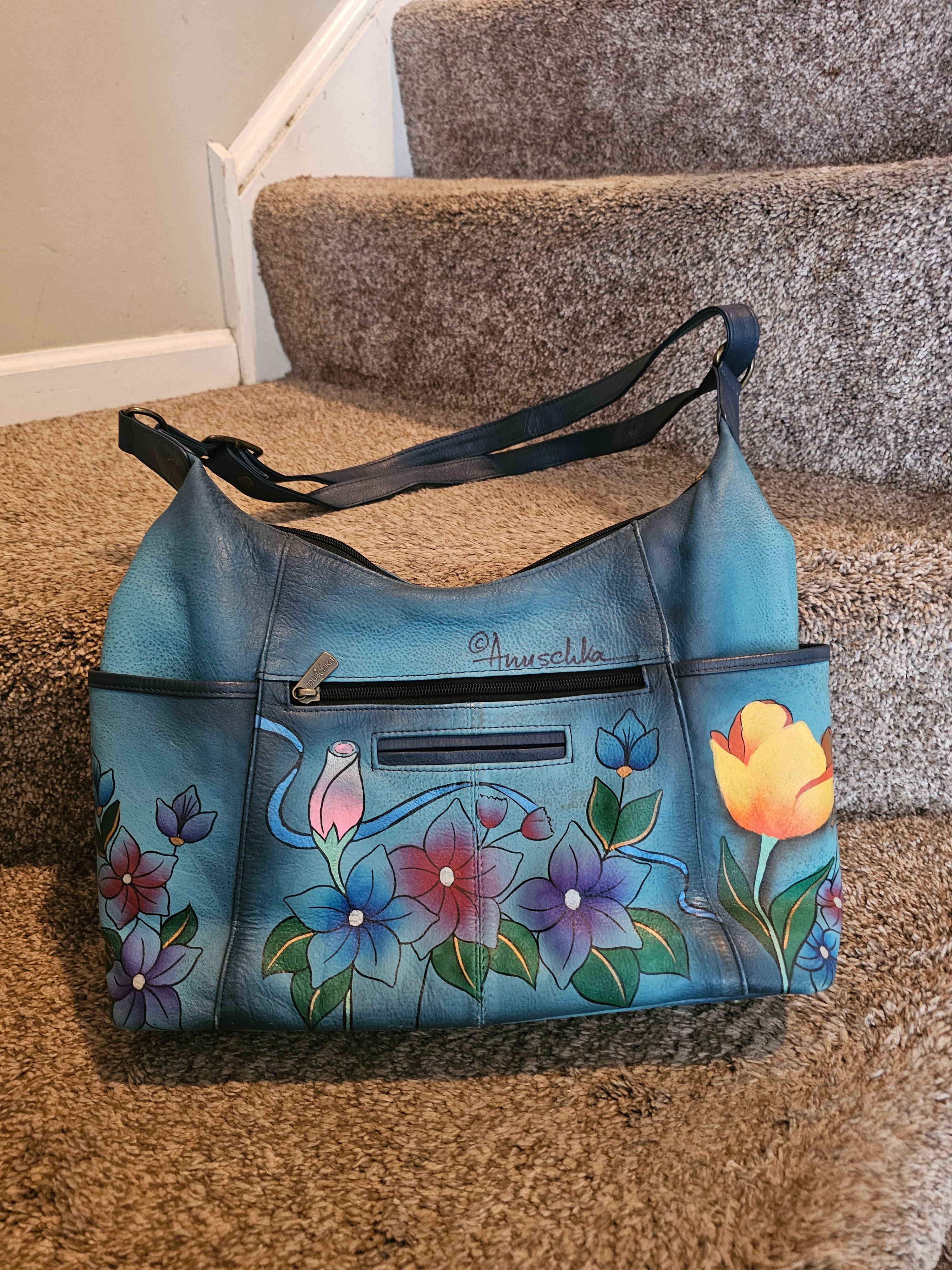Anuschka Hand-Painted Genuine Leather Hobo Bag – Floral Garden