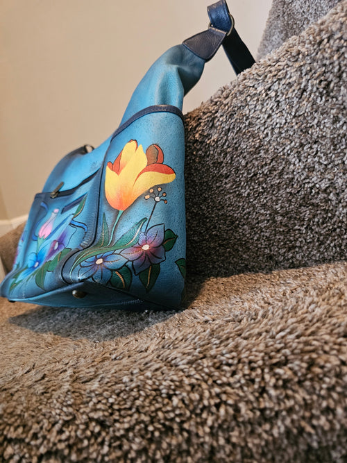 Anuschka Hand-Painted Genuine Leather Hobo Bag – Floral Garden